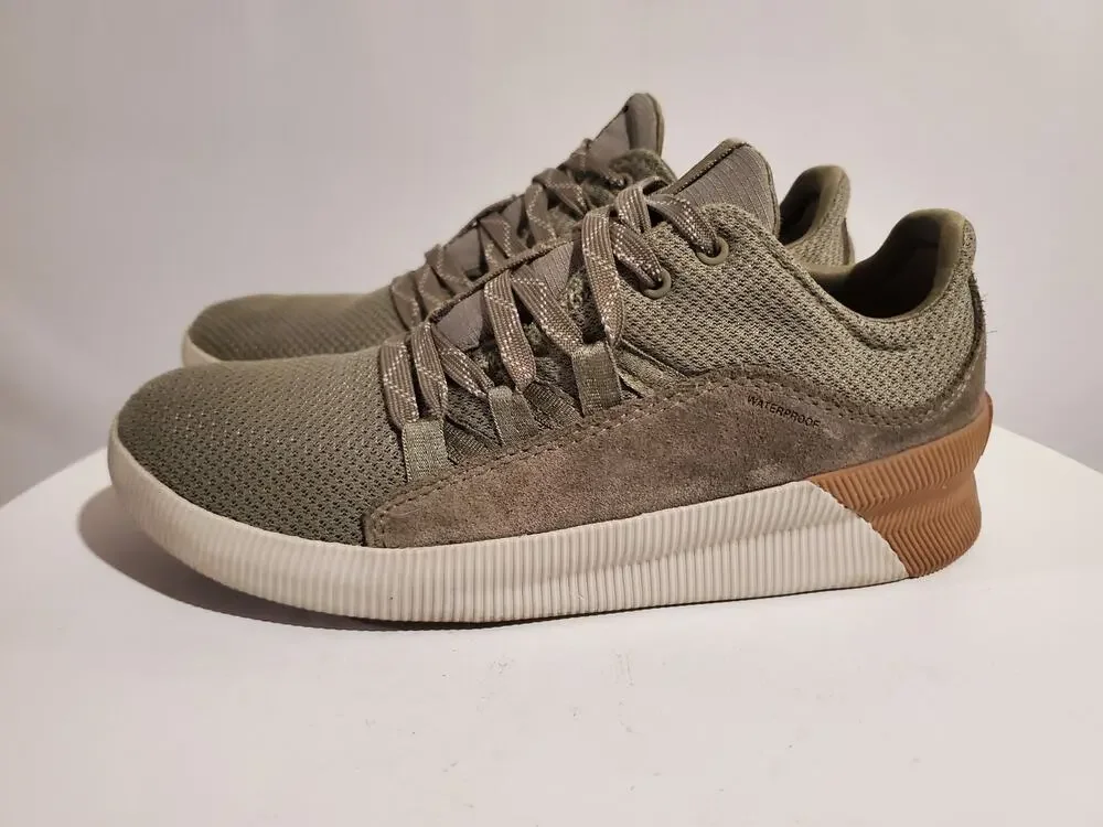 Sorel Out N About Waterproof Sneakers Womens Size 7 Green Mesh Suede Leather